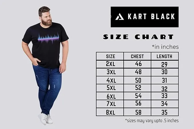 Kart Black Men's Plus Size Regular Fit Cotton Tshirts | MT-PLUS-BLK-WILDWOLF_3XL