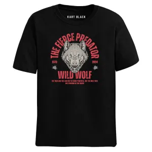 Kart Black Men's Plus Size Regular Fit Cotton Tshirts | MT-PLUS-BLK-WILDWOLF_3XL