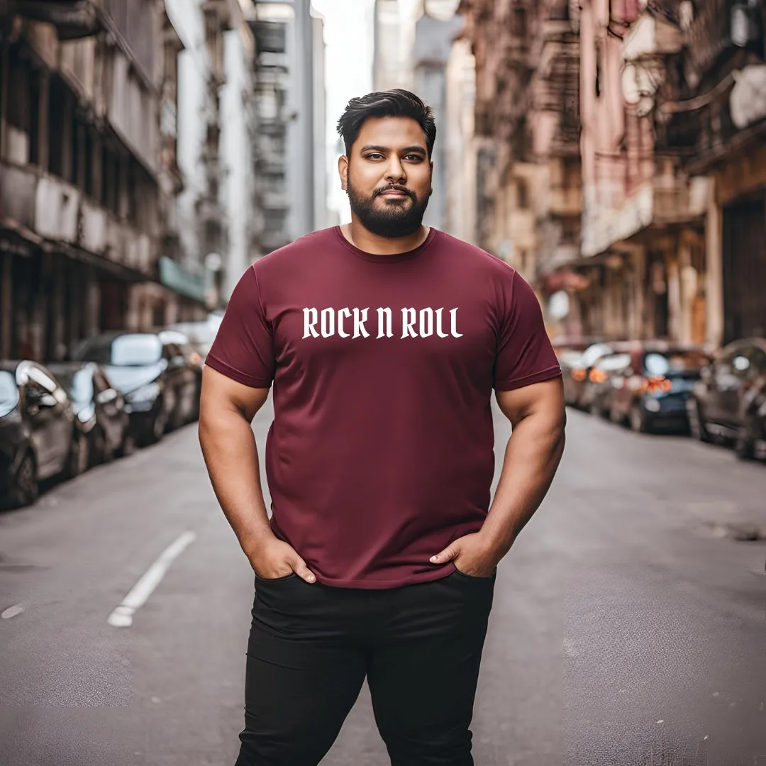 KART BLACK Men's Plus Size Tshirts | Regular Fit Round Neck Cotton Tshirts | MRN-ROCK&ROLL_3XL