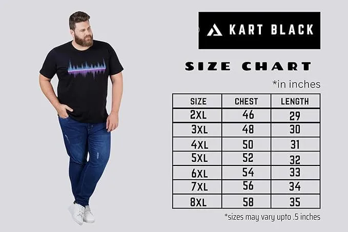 KART BLACK Men's Plus Size Tshirts | Regular Fit Round Neck Cotton Tshirts | MRN-ROCK&ROLL_3XL