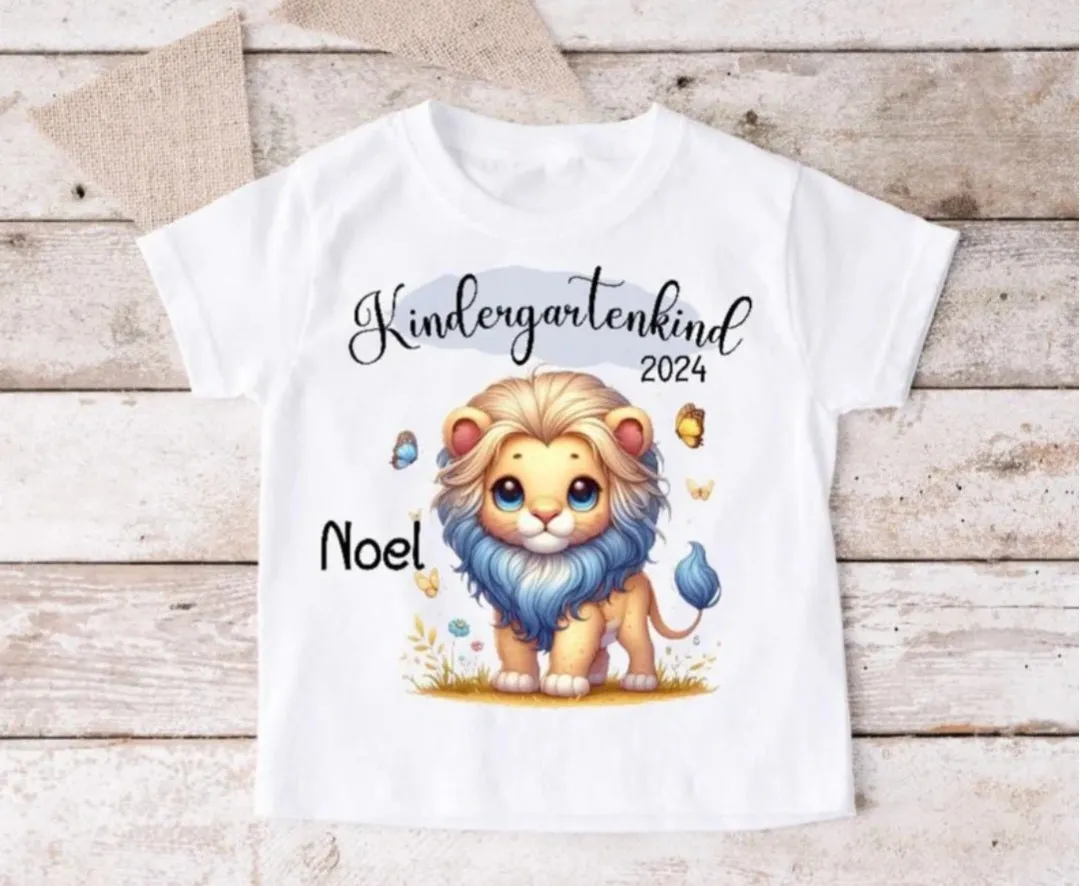 Kindergartenkind T-Shirt Löwe personalisiert Kita Kind Jungen Kindergarten Start