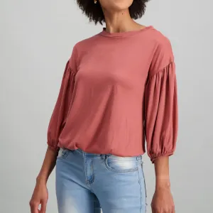 Ladies-Boxy Blouson Sleeve Top