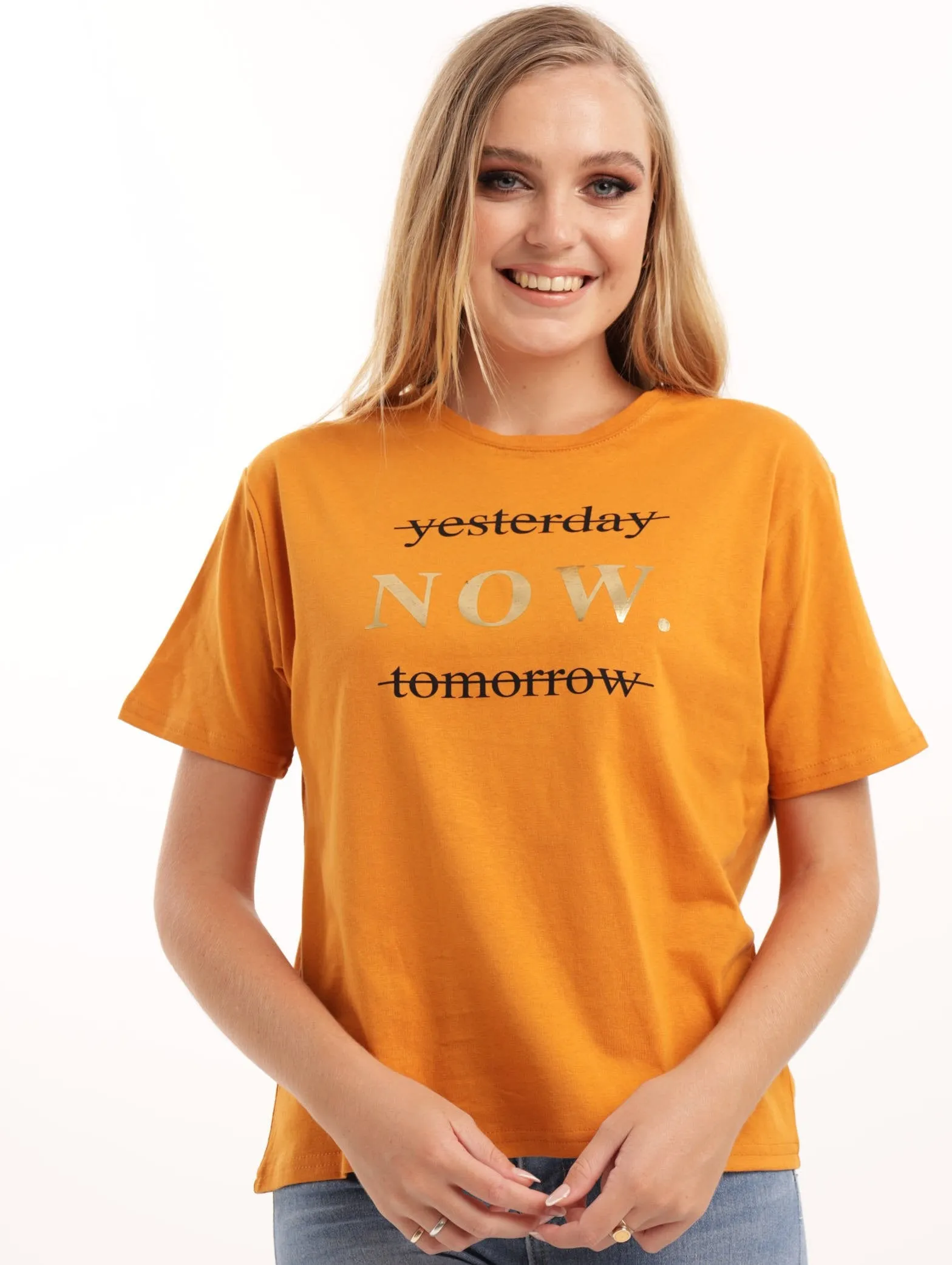 Ladies Boxy Now Tee - Mustard