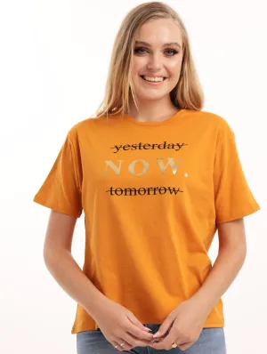 Ladies Boxy Now Tee - Mustard