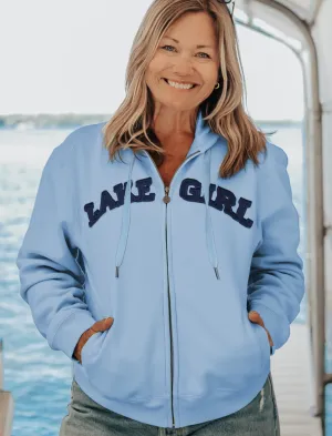 Lake Girl Cool Blue Full Zip Hoodie Top