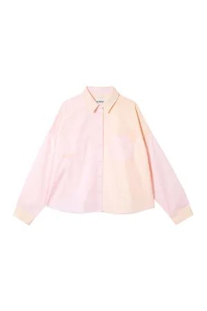 Lela Colourblock Shirt, Pastel Pink/ Orange Cotton