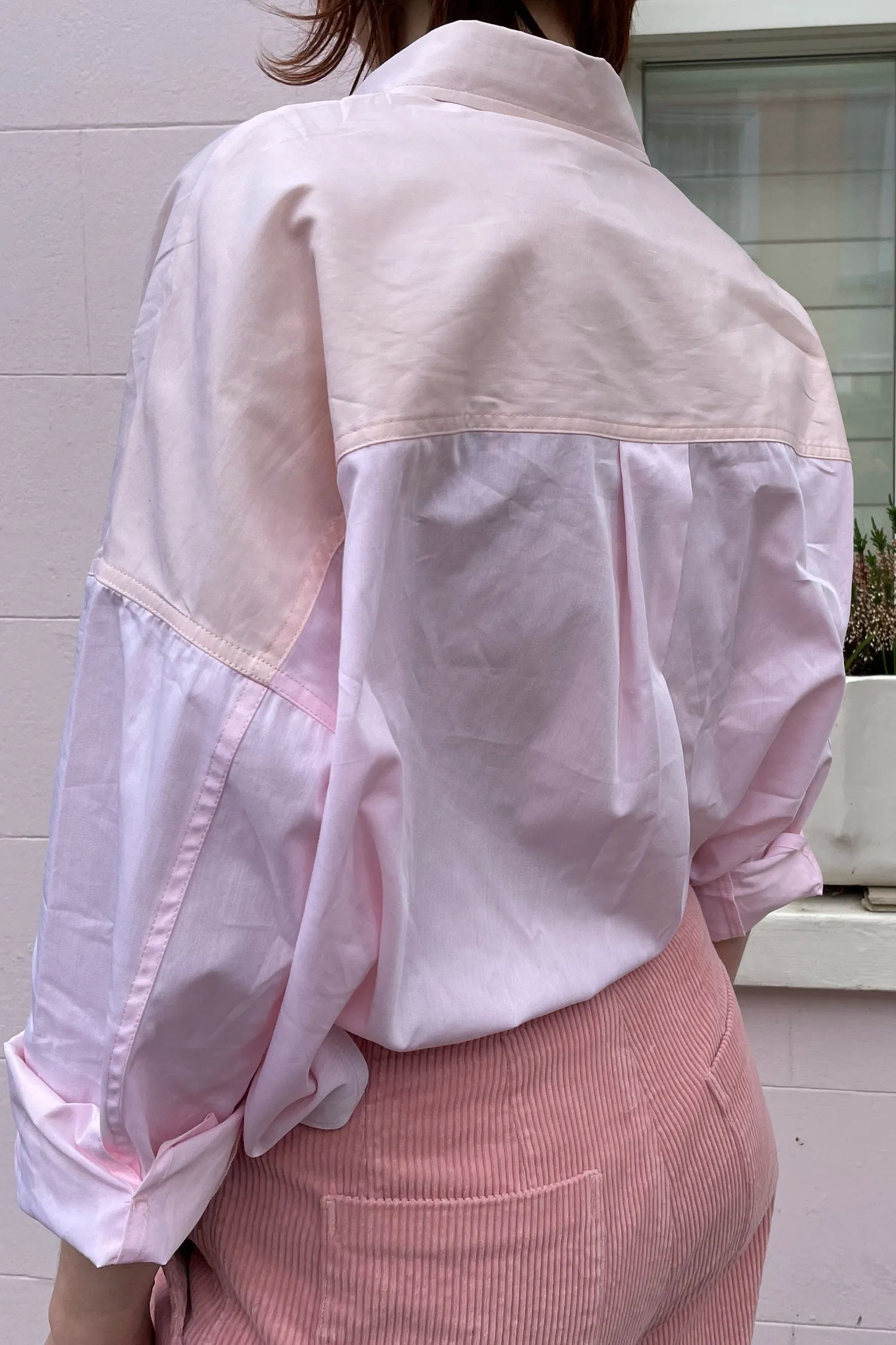 Lela Colourblock Shirt, Pastel Pink/ Orange Cotton