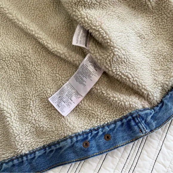 Levi's Womens Original Denim sherpa Lined Trucker Jean Jacket Blue Size Large
