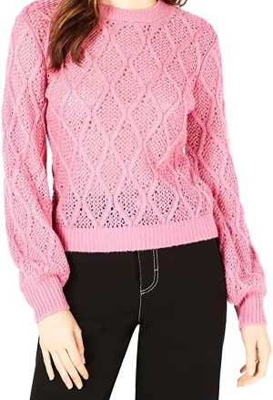 Leyden Womens Cable Knit Day Out Pullover Sweater Pink M
