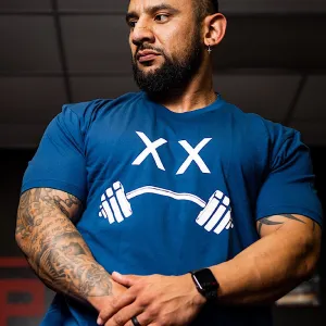 LIFT HEAVY LOGO- T-SHIRT - COOL BLUE