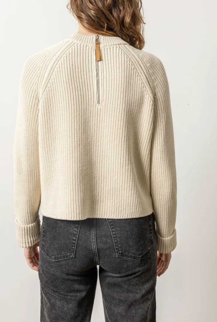 LILLA P ZIP BACK RAGLAN SWEATER