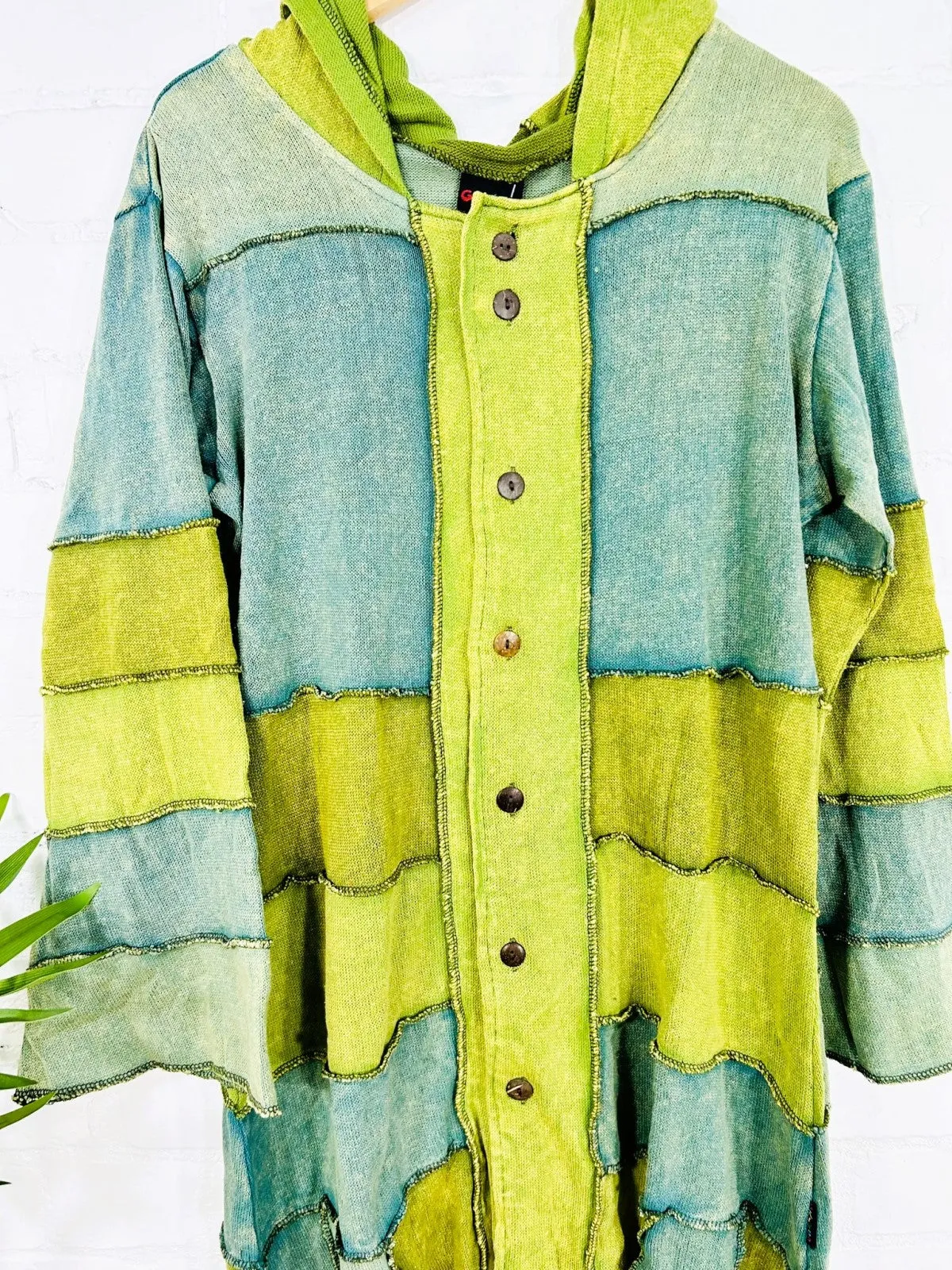 Long Hooded Button Top