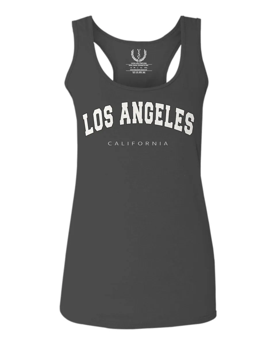 Los Angeles California Cali LA Retro Fonts  women's Tank Top sleeveless Racerback