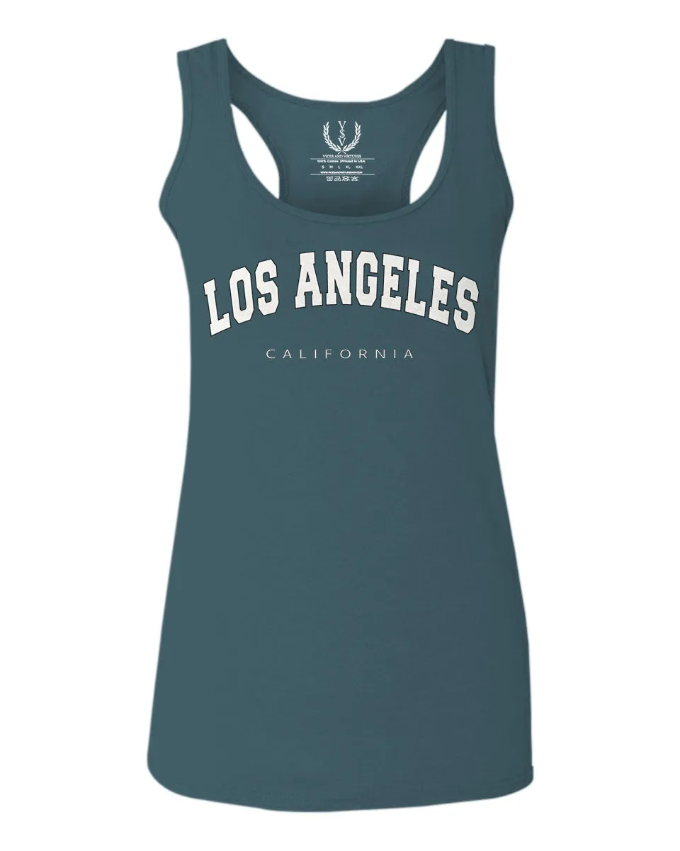 Los Angeles California Cali LA Retro Fonts  women's Tank Top sleeveless Racerback
