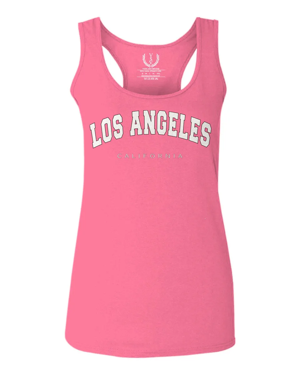 Los Angeles California Cali LA Retro Fonts  women's Tank Top sleeveless Racerback