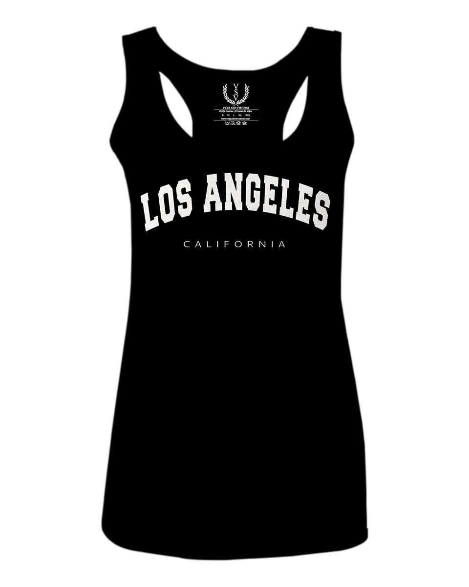 Los Angeles California Cali LA Retro Fonts  women's Tank Top sleeveless Racerback