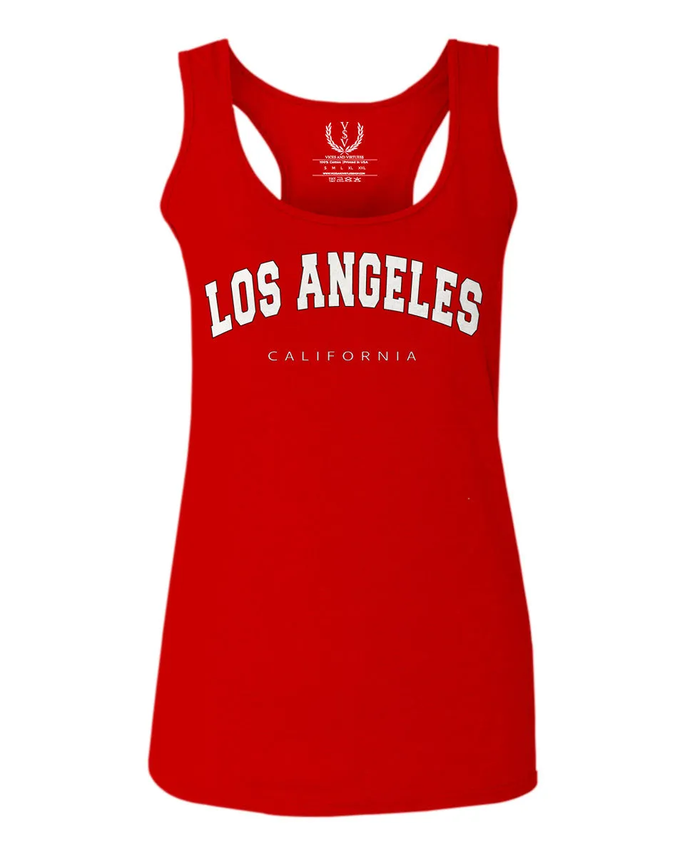 Los Angeles California Cali LA Retro Fonts  women's Tank Top sleeveless Racerback