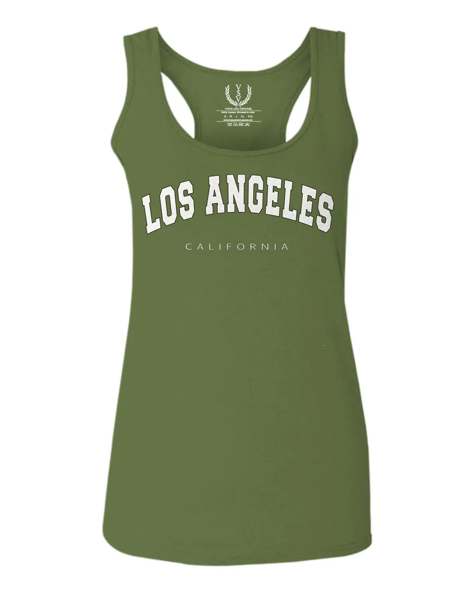 Los Angeles California Cali LA Retro Fonts  women's Tank Top sleeveless Racerback