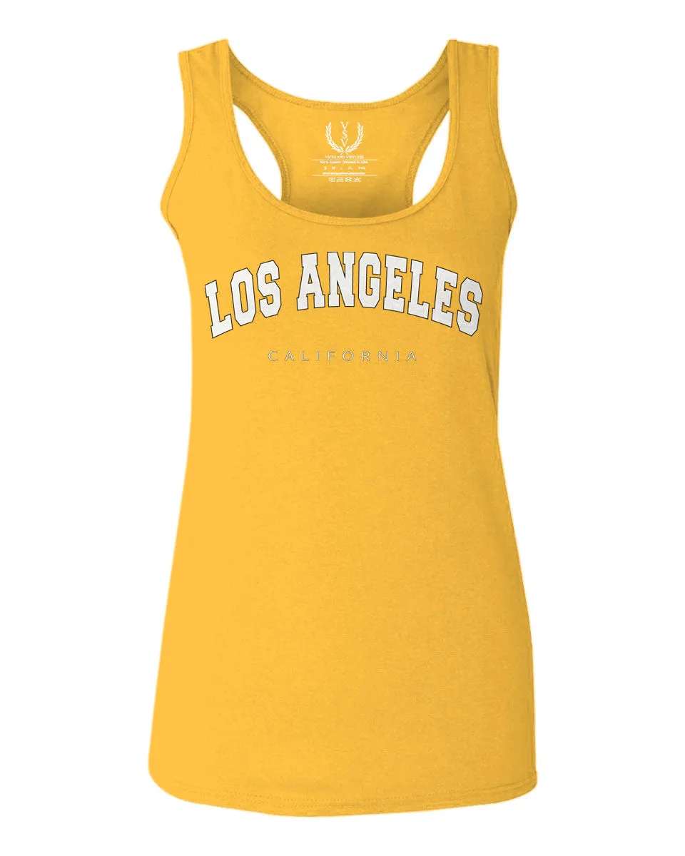 Los Angeles California Cali LA Retro Fonts  women's Tank Top sleeveless Racerback