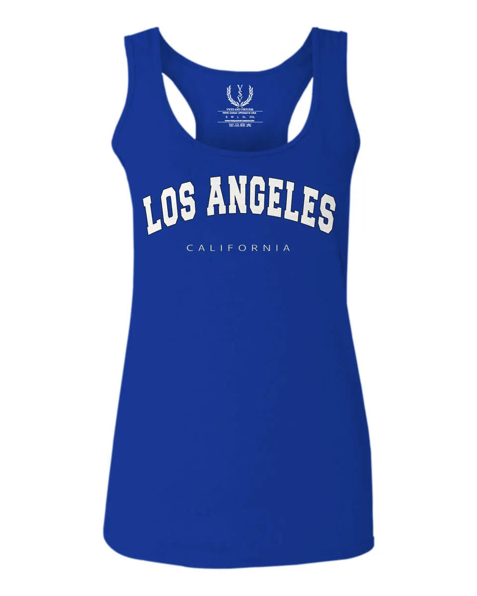 Los Angeles California Cali LA Retro Fonts  women's Tank Top sleeveless Racerback