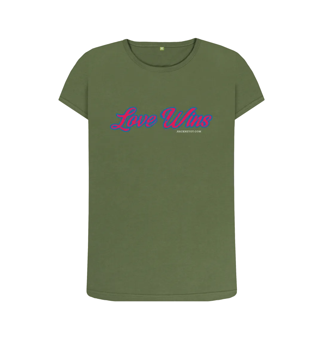 Love wins 100% organic women's stock tee . Free UK postage
