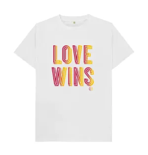 Love Wins Disco 100% organic tee. White, grey, black, pink. Free UK post