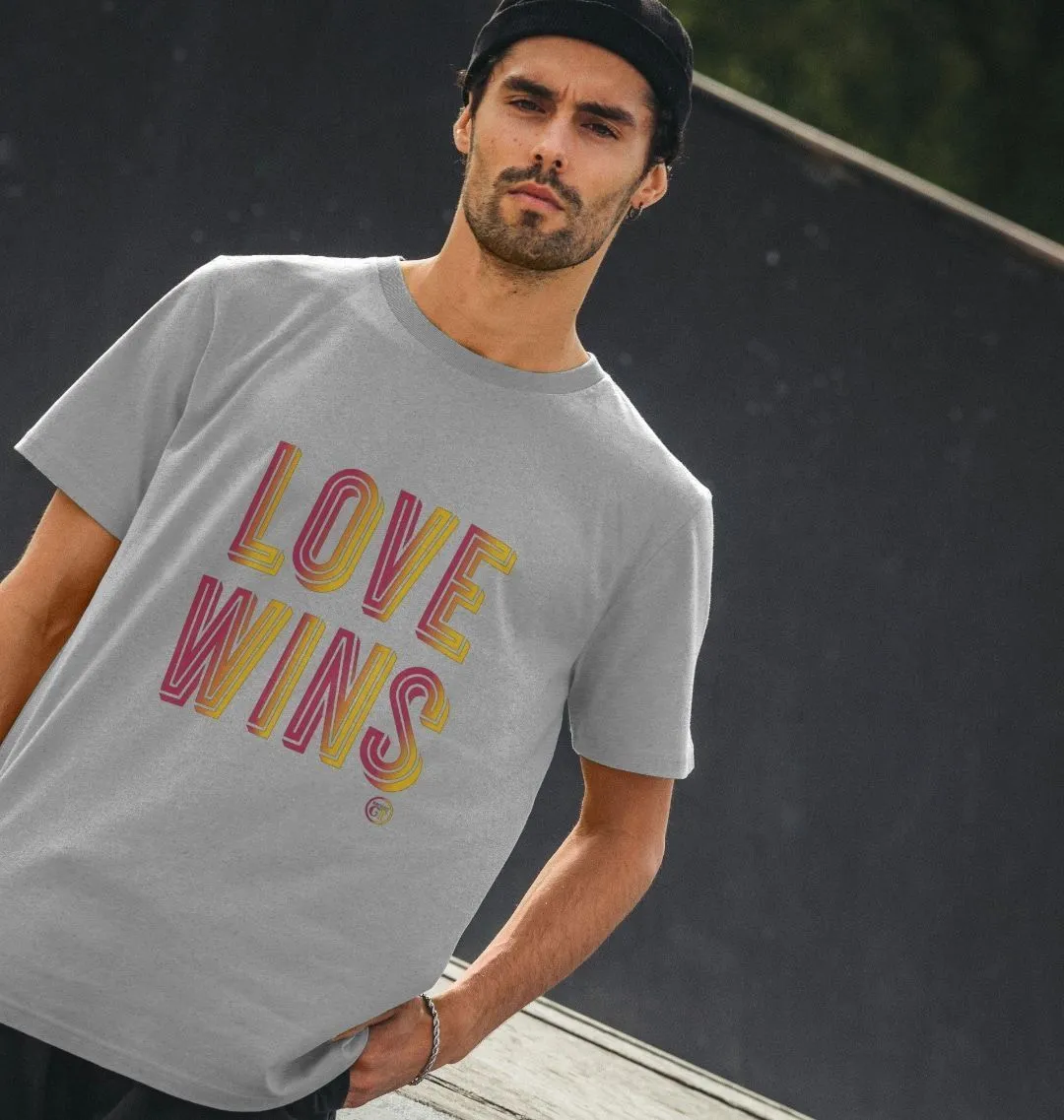 Love Wins Disco 100% organic tee. White, grey, black, pink. Free UK post