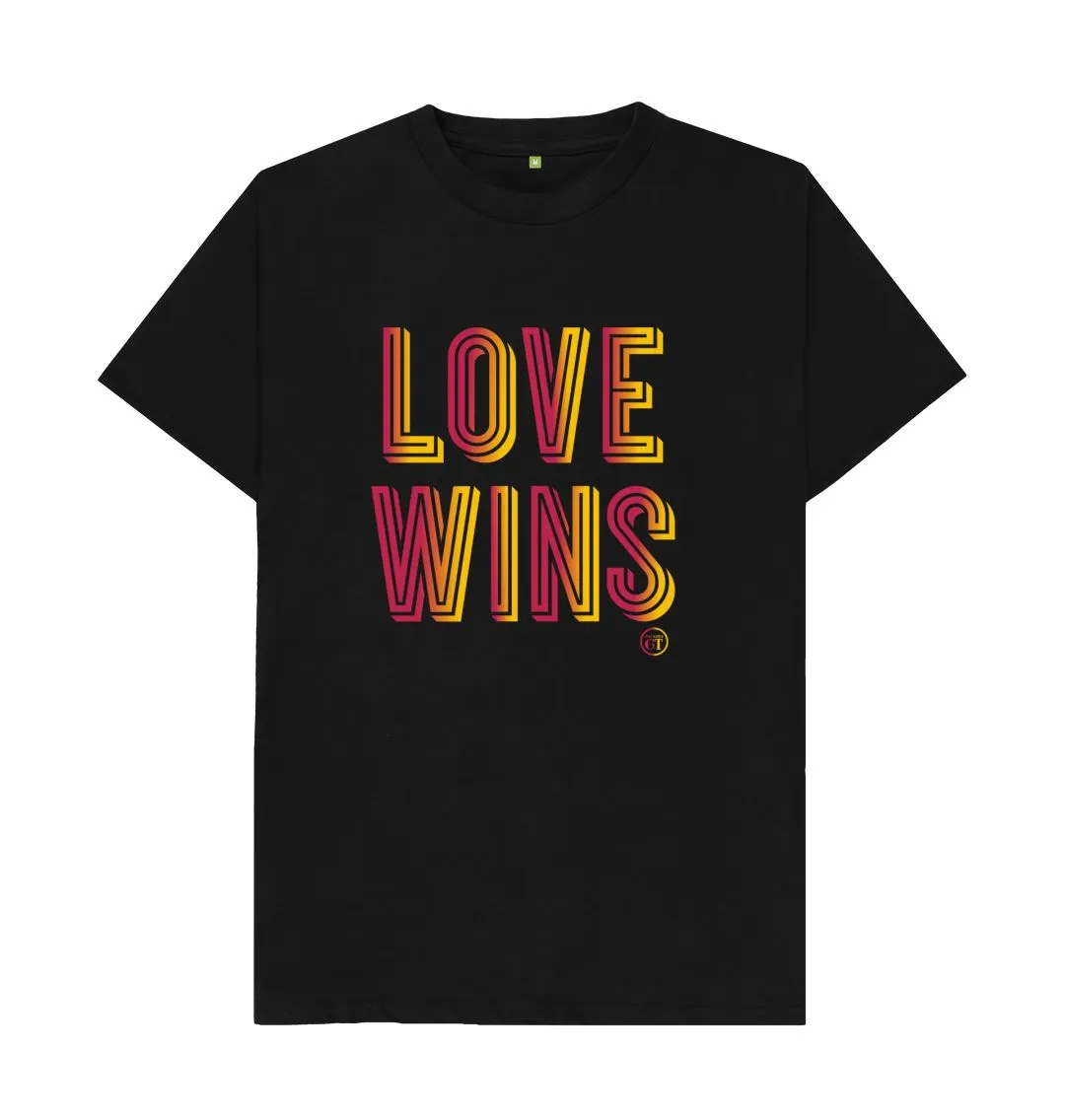 Love Wins Disco 100% organic tee. White, grey, black, pink. Free UK post
