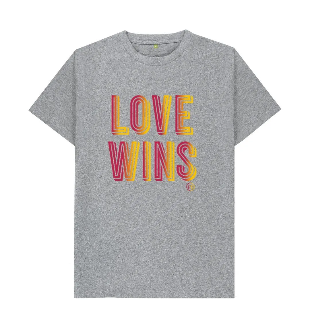 Love Wins Disco 100% organic tee. White, grey, black, pink. Free UK post