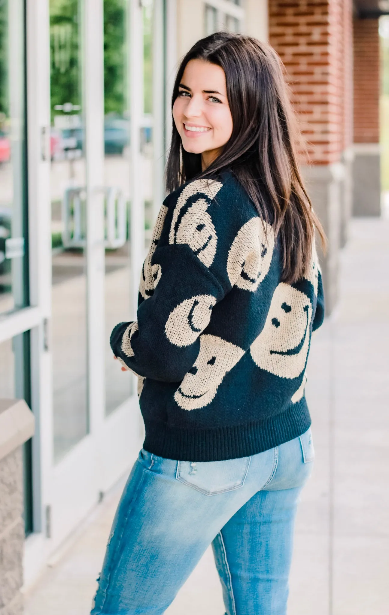 Loving to Smile Sweater in Black/Tan