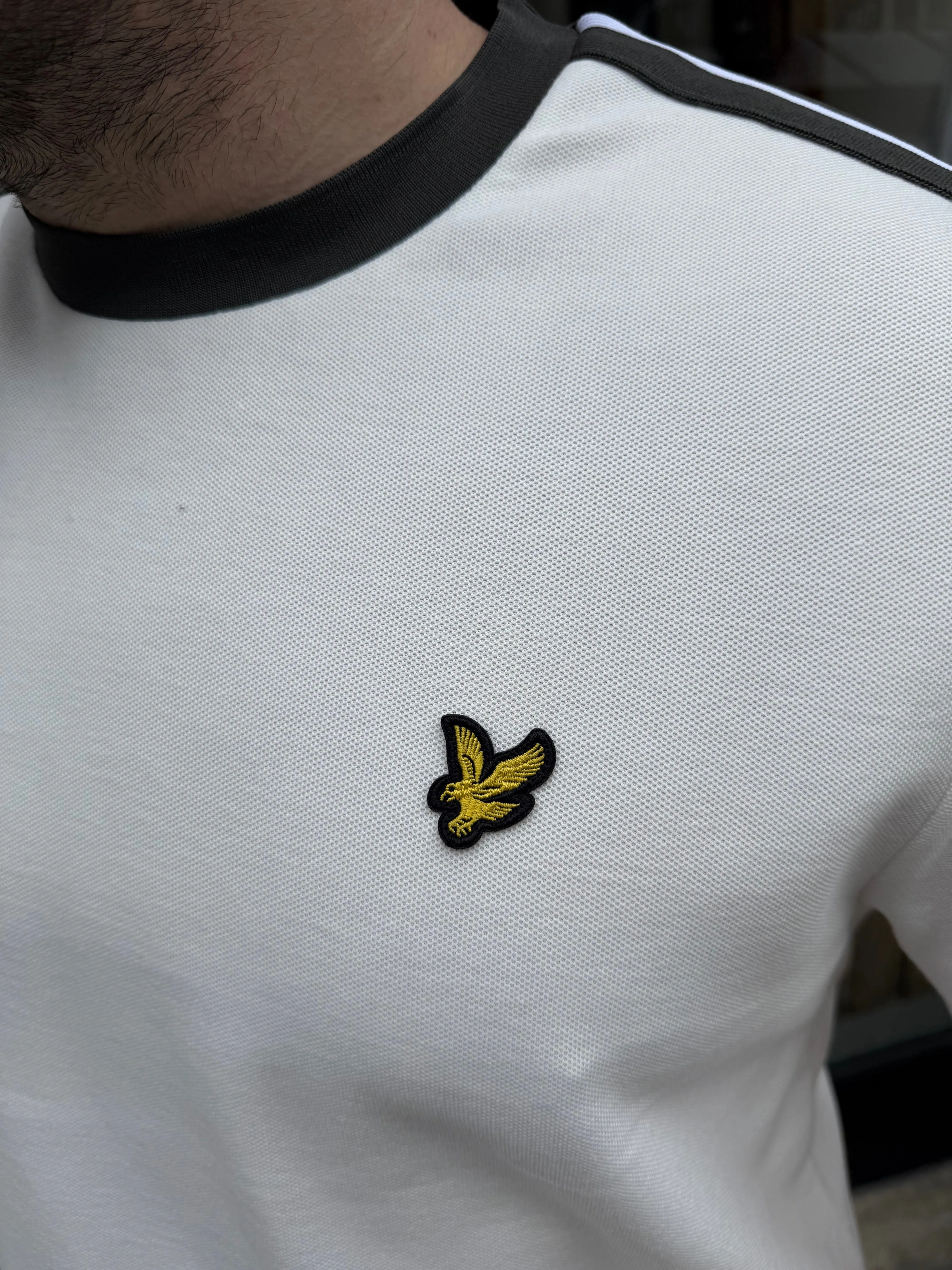 Lyle & Scott Contrast Taped T-Shirt In Natural