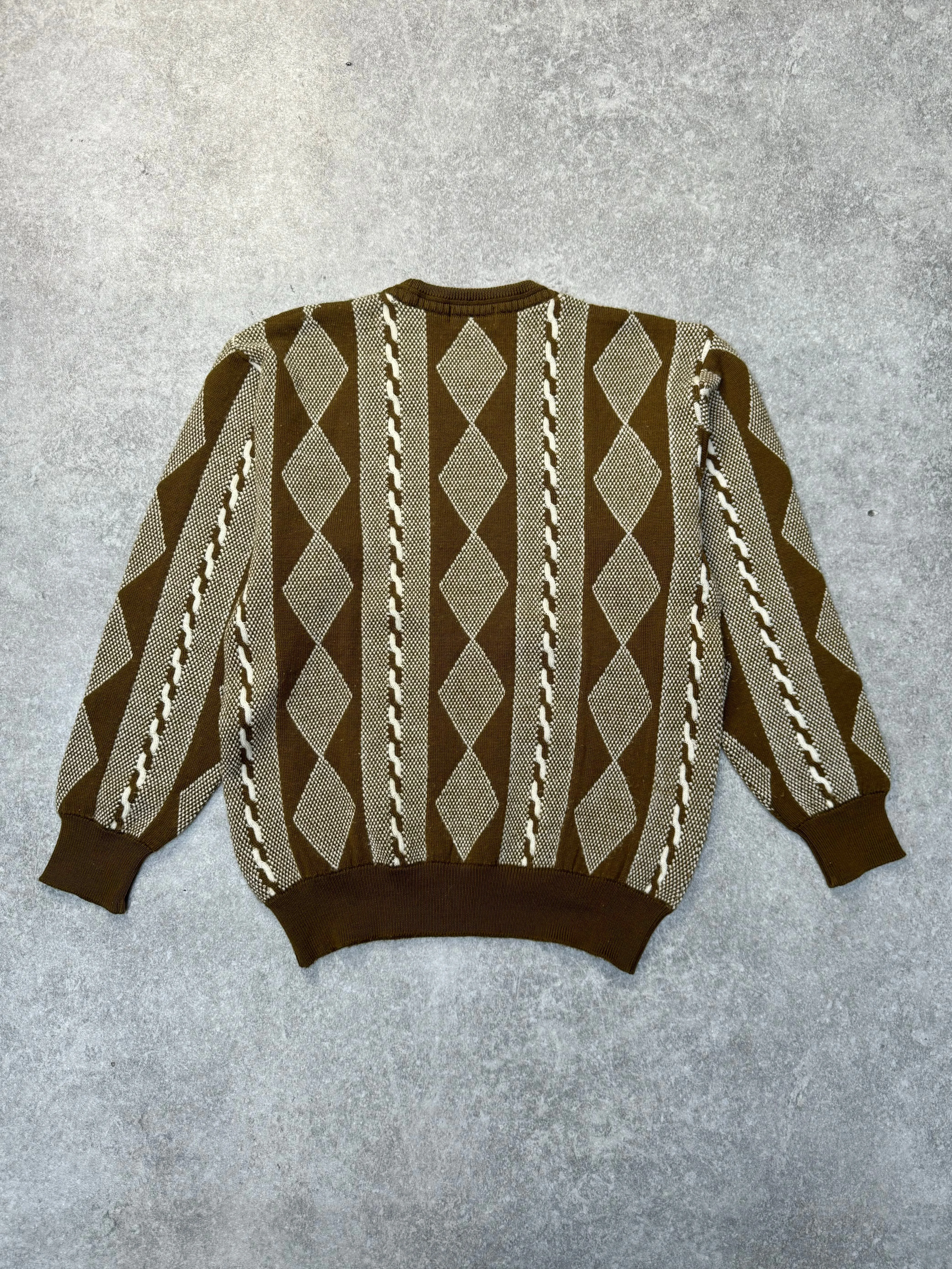 Lyle and Scott Two Tone Geometric Wool Knit Sweater