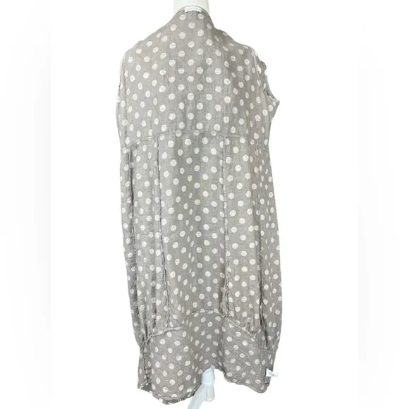 Made In Italy Linen Lagenlook Western Polka Dot Spotty Summer Dress With Pockets