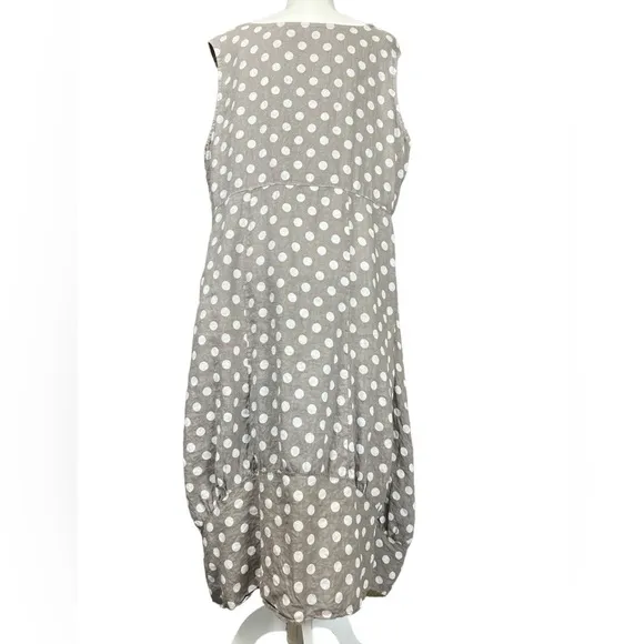 Made In Italy Linen Lagenlook Western Polka Dot Spotty Summer Dress With Pockets