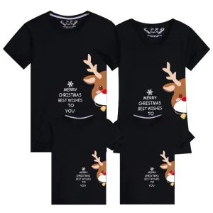 Matching Family Christmas T-Shirts – Adorable Reindeer Print with Holiday Wishes