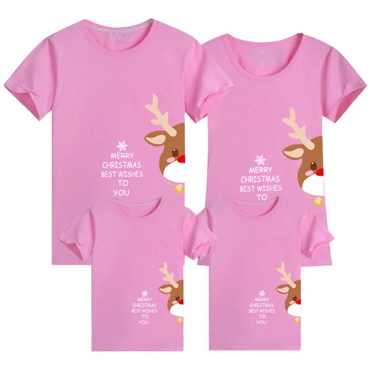 Matching Family Christmas T-Shirts – Adorable Reindeer Print with Holiday Wishes