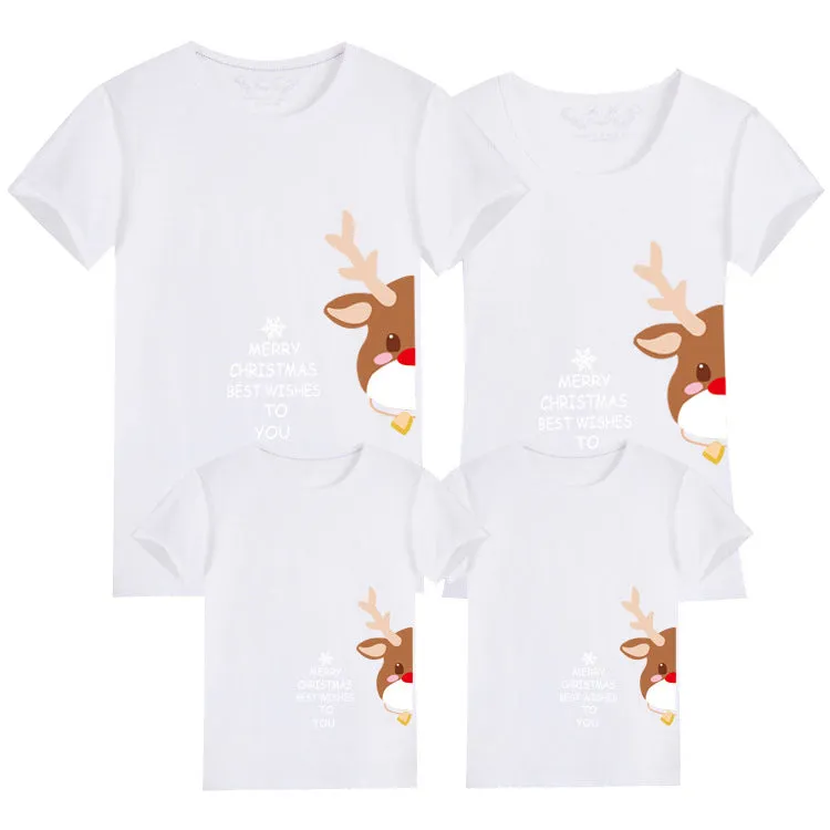 Matching Family Christmas T-Shirts – Adorable Reindeer Print with Holiday Wishes