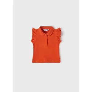 Mayoral Baby Girl Flutter Sleeve Top - Tangerine