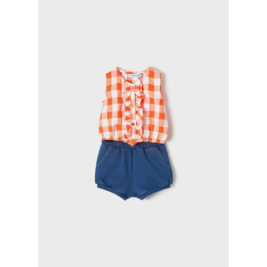 Mayoral Girl Vichy Shorts Set - Clementine
