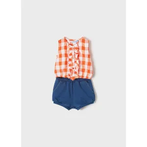 Mayoral Girl Vichy Shorts Set - Clementine