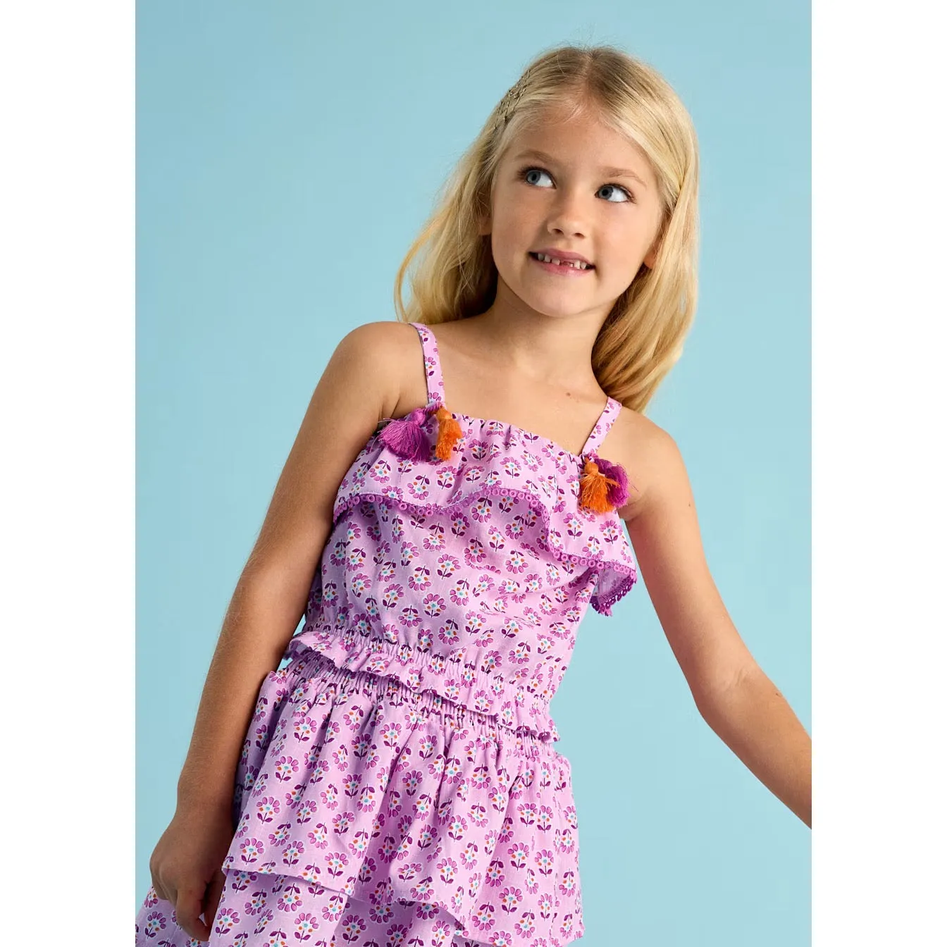 Mayoral Girls Ruffle Print Top 3186