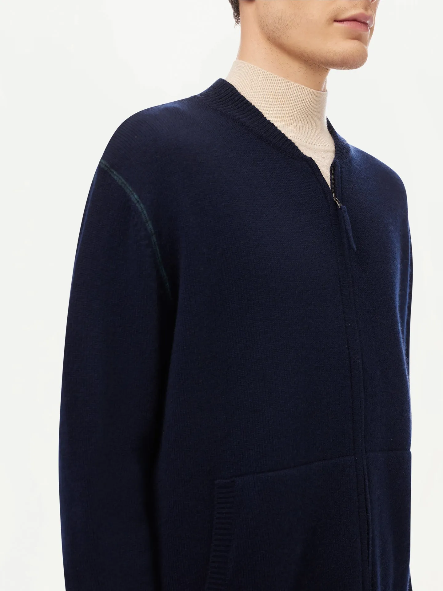 Men's Cashmere Jacket with Zip Closure