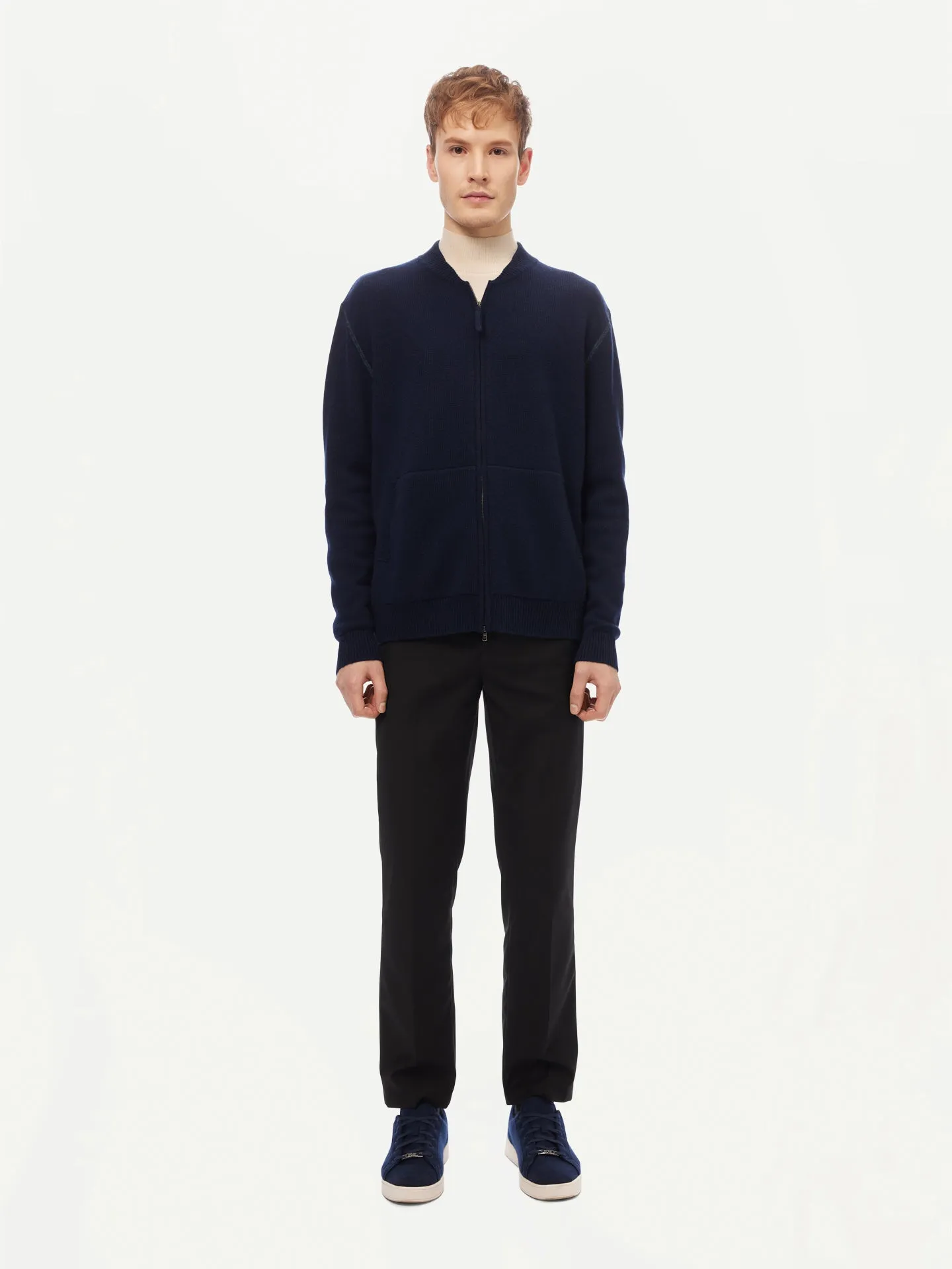 Men's Cashmere Jacket with Zip Closure