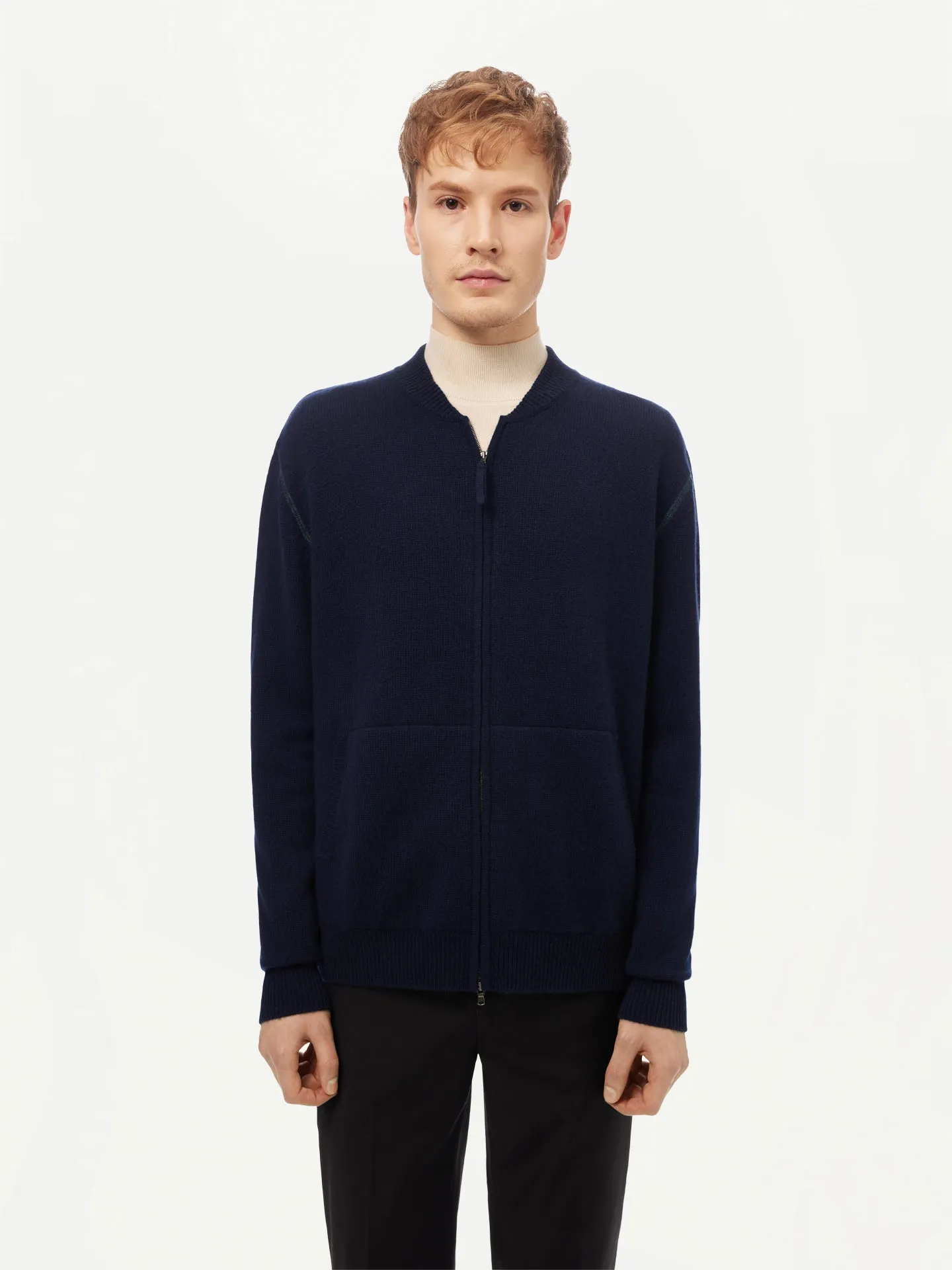 Men's Cashmere Jacket with Zip Closure