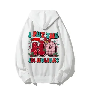 Merry Christmas Holiday Graphic Pullover With Kangaroo Pocket Hoodies