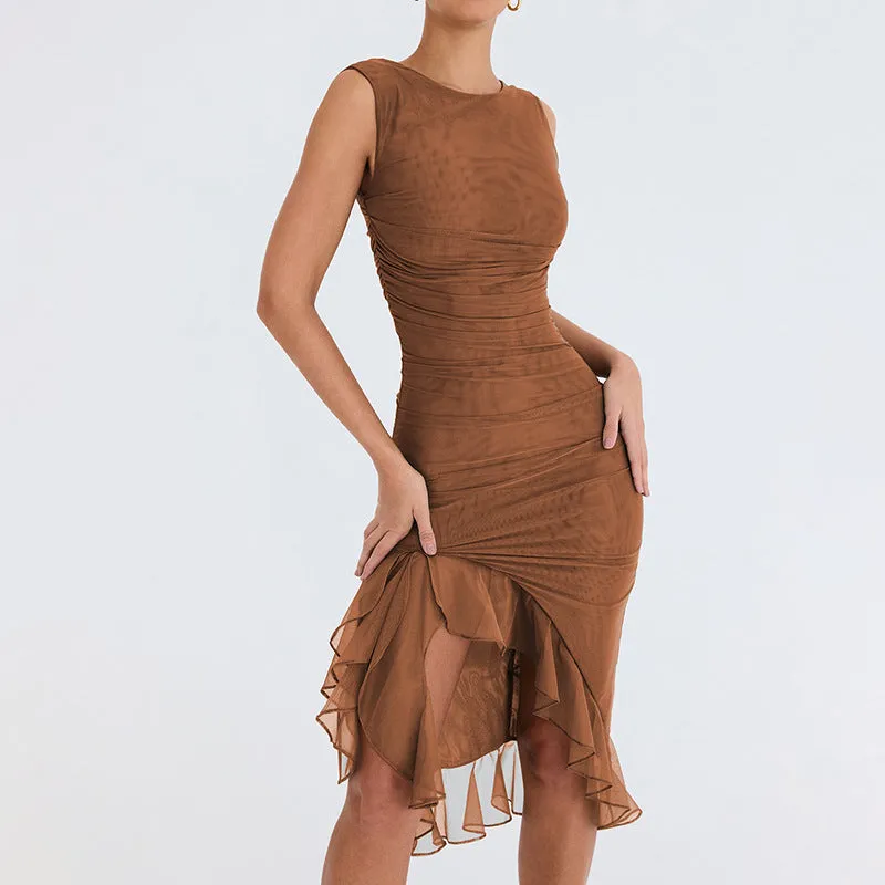 Mesh Spaghetti Strap Summer Dress