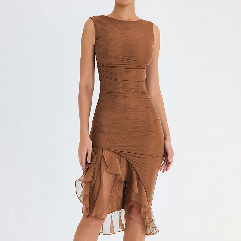 Mesh Spaghetti Strap Summer Dress