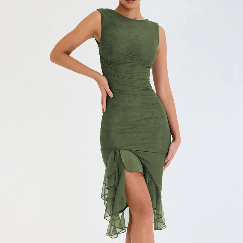 Mesh Spaghetti Strap Summer Dress