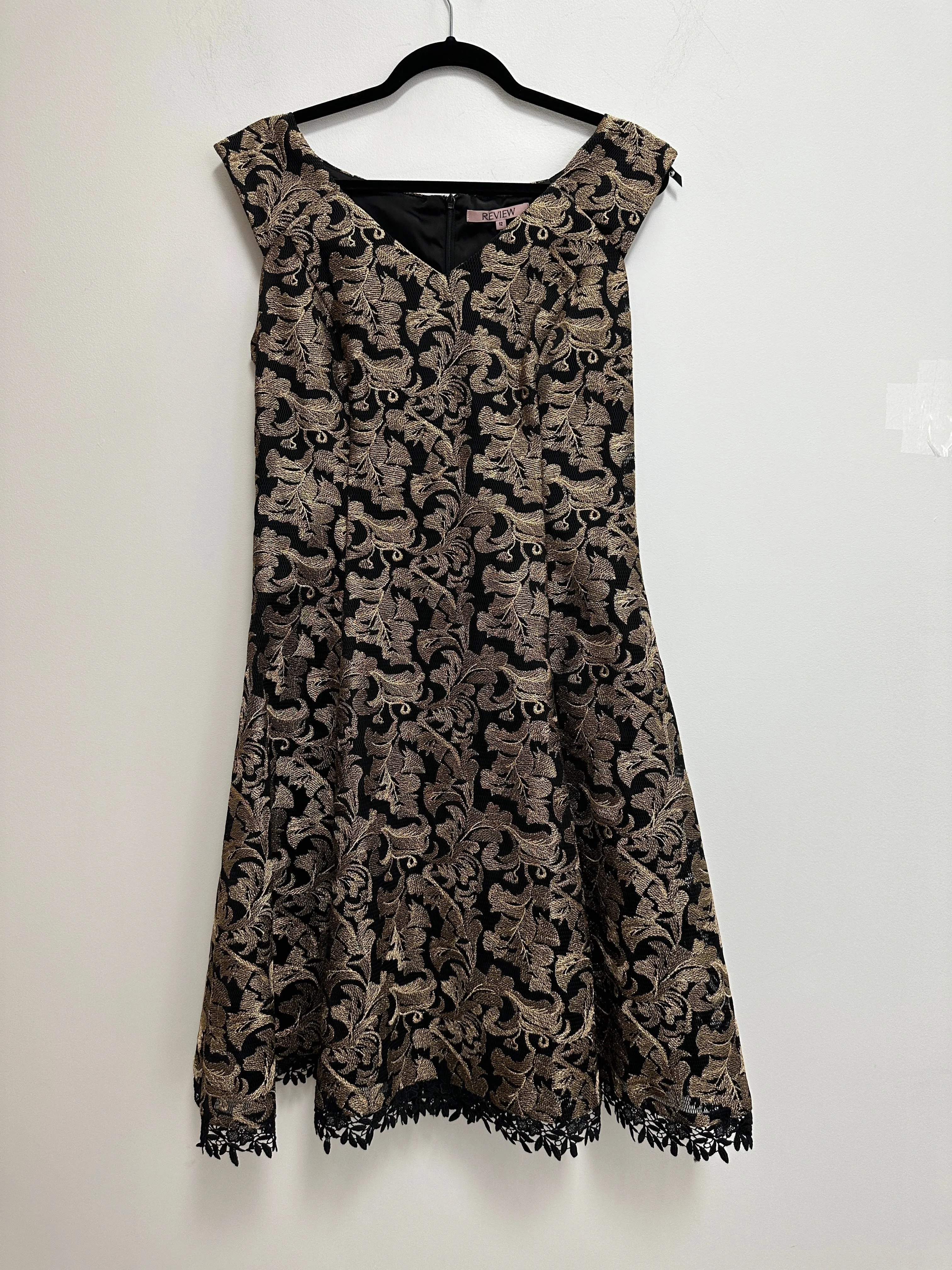 Midnight In Madrid Dress in Black and Gold Floral