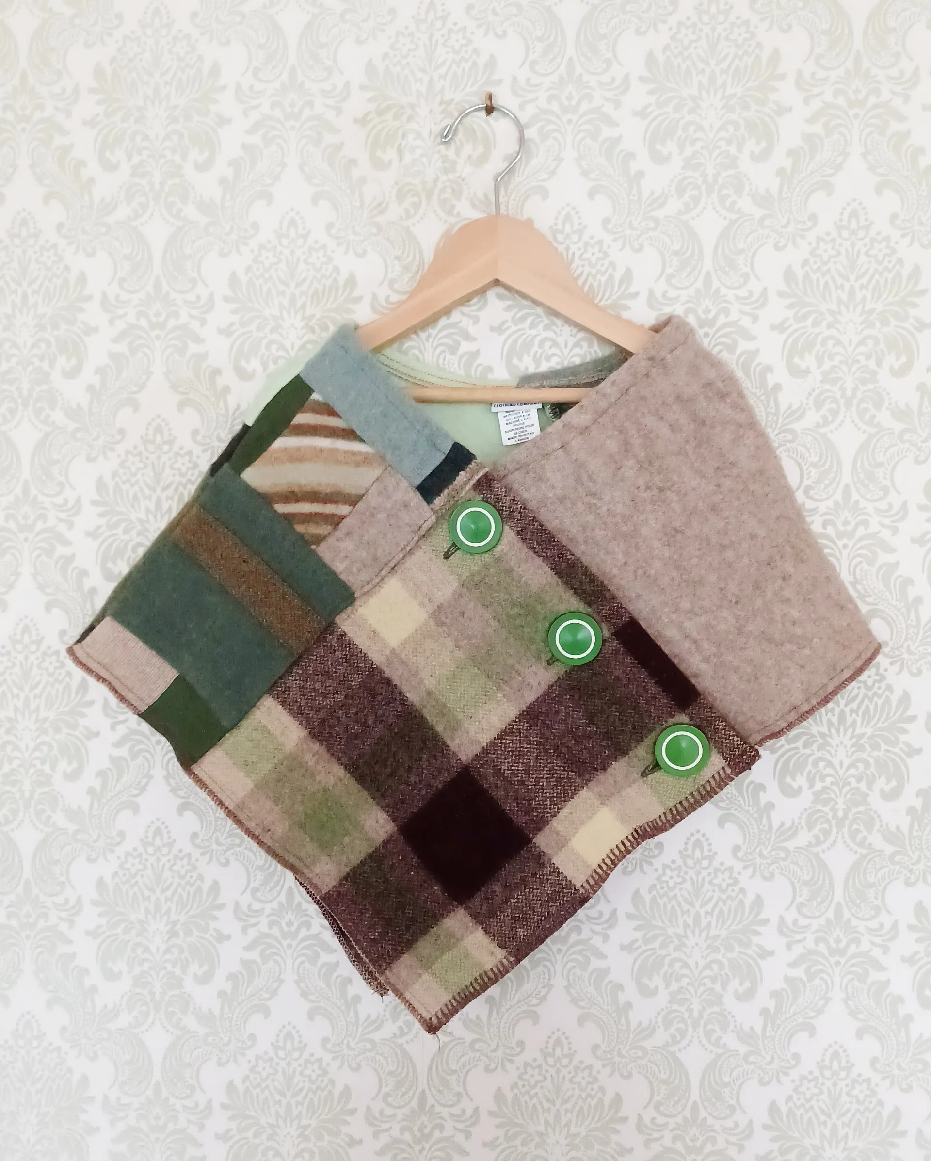 Mini Apples & Oats Upcycled Patchwork Poncho